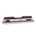 52′ Wheel Flatcar with Load - Ready to Run -- Pennsylvania Railroad 491311 (gray, black), HO, Bachmann Industries 18939