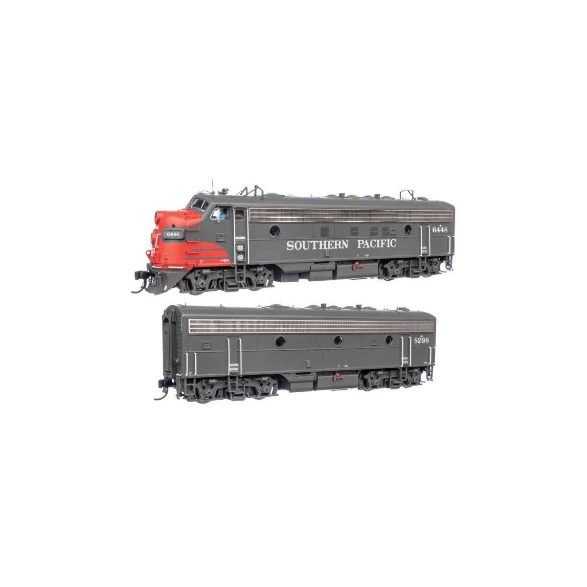 EMD FP7 & F7B Standard DC -- Southern Pacific(TM) 6448 & 8298 (gray, Scarlet, white), HO, WalthersProto 49558