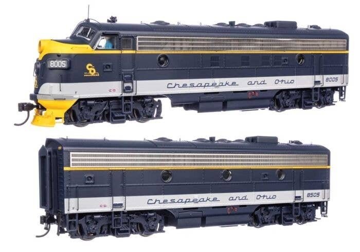 EMD FP7 & F7B Standard DC -- Chesapeake & Ohio 8005 & 8505 (As-delivered), HO, WalthersProto 49546