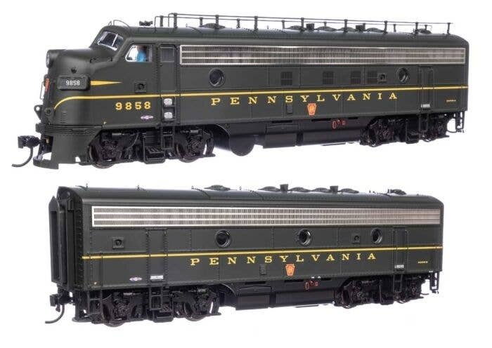 EMD FP7 & F7B Standard DC -- Pennsylvania Railroad EFP-15 9858A, EH-15 9858B (Brunswick Green, Key, HO, WalthersProto 49538