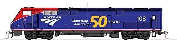 GE P42 Genesis - LokSound & DCC -- Amtrak 108 (50th Anniversary Phase VI, blue, red), HO, Kato USA Inc 376115LS