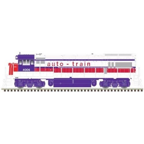 GE U33/36B - Sound and DCC - Master(R) Gold -- Auto Train 4010 (white, red, purple), N, Atlas Model Railroad Co. 40005935