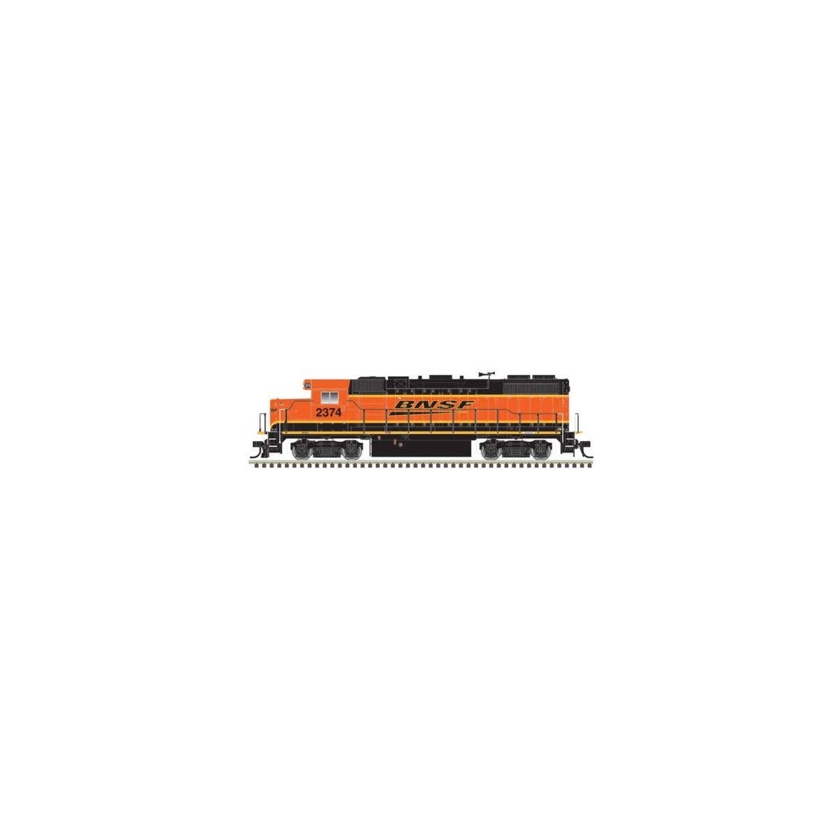 EMD GP38-2 - Sound & DCC - Gold -- BNSF Railway 2374 (H4, black, orange, Wedge Logo), HO, Trainman 10004570