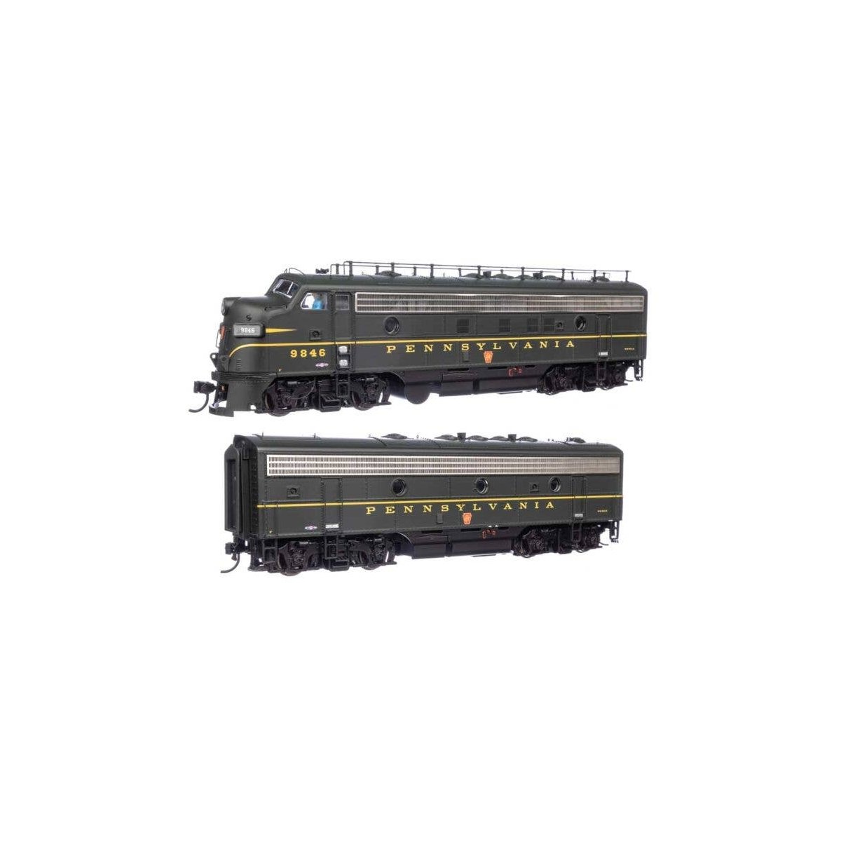 EMD FP7 & F7B Standard DC -- Pennsylvania Railroad EFP-15 9846A, EH-15 9846B (Brunswick Green, Key, HO, WalthersProto 49539
