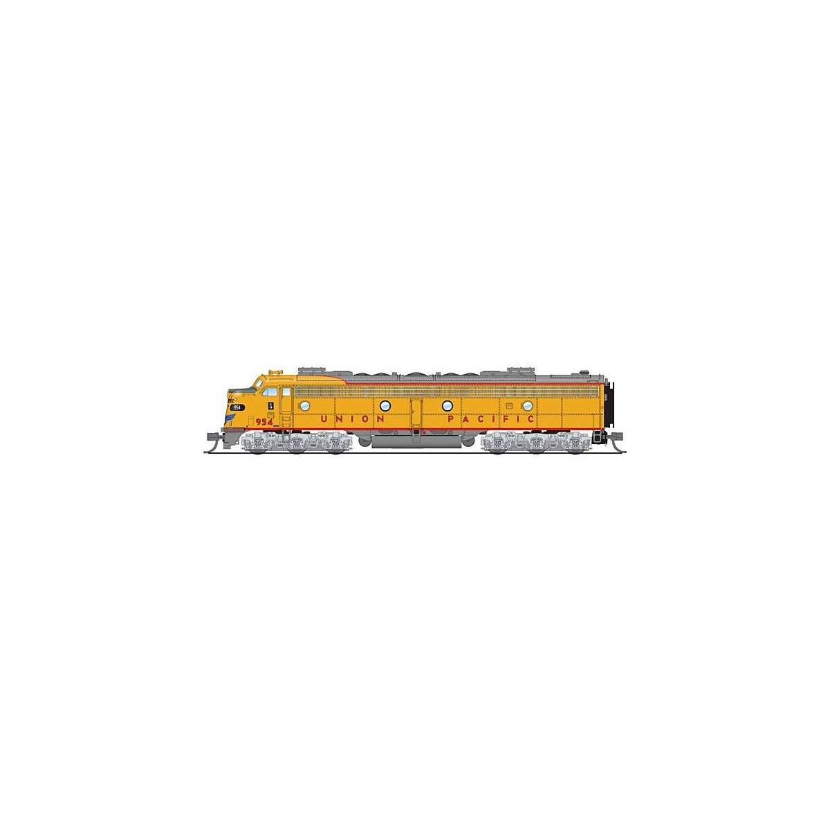 EMD E9A - Standard DC - Stealth Series -- Union Pacific 961 (Armour Yellow, gray, red), N, Broadway Limited Imports 8854