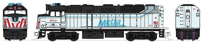EMD F40PH Commuter Version - DCC -- Metra 104 City of Chicago (Commemorative Scheme, white, bla, N, Kato USA Inc 176CHICDCC