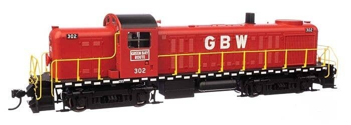 Alco RS2 - ESU(R) Sound & DCC -- Green Bay & Western 302 - Water-cooled stack (red, black, whit, HO, WalthersMainline 20707
