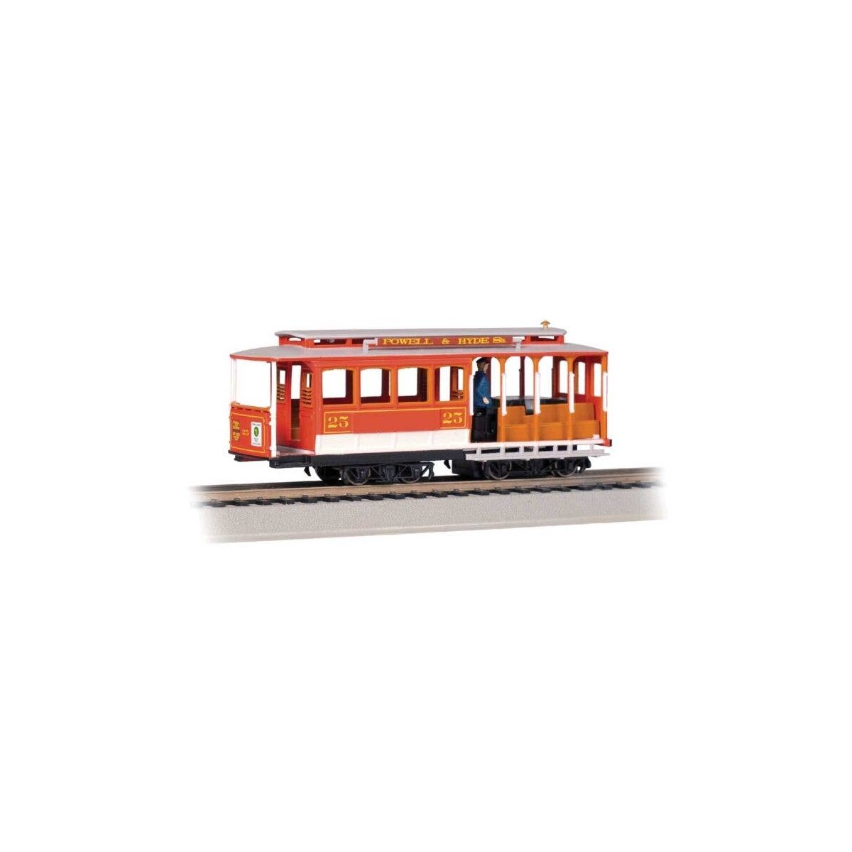 Cable Car with Grip Man - Standard DC -- 25 (red, gray), HO, Bachmann Industries 60529