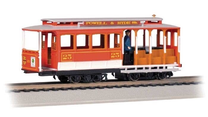 Cable Car with Grip Man - Standard DC -- 25 (red, gray), HO, Bachmann Industries 60529