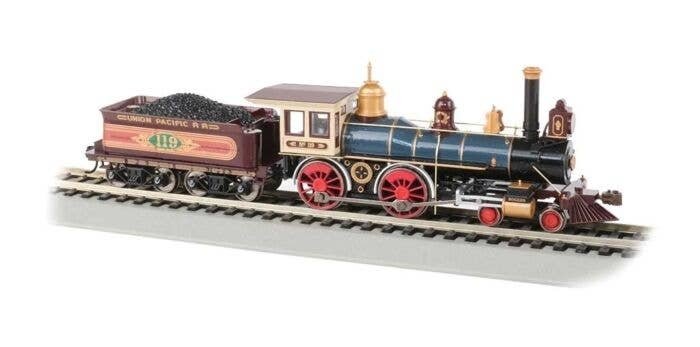 4-4-0 with Coal Tender Load - Sound and DCC -- Union Pacific 119 (Russian Iron black, red, b, HO, Bachmann Industries 52707