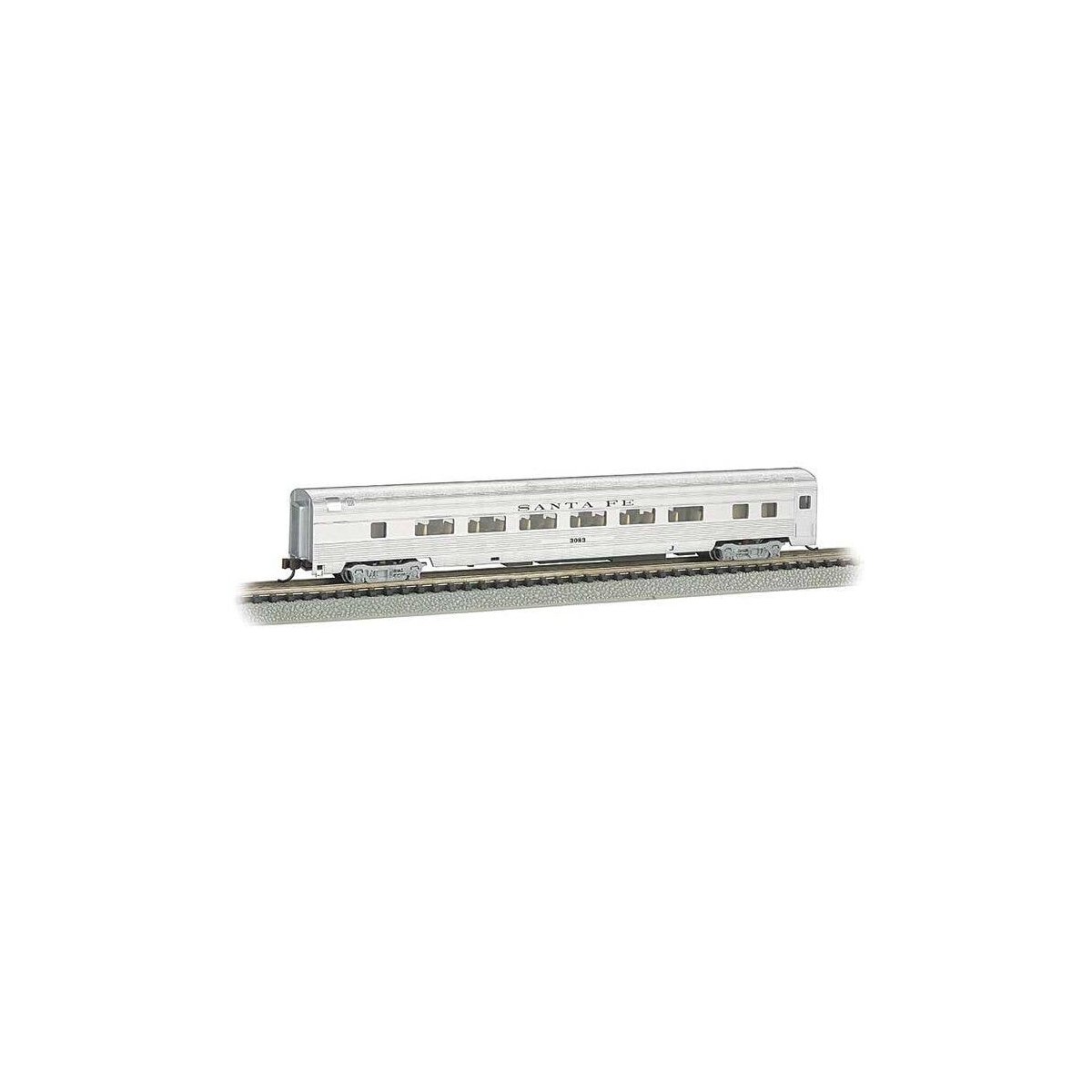 85′ Fluted-Side Coach with Interior Lighting - Ready-to-Run -- Atchison, Topeka & Santa Fe 30, N, Bachmann Industries 14755