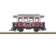 Wooden 2-Axle Passenger Car - Ready to Run -- 2025 Christmas Car (white, red, silver, Dog w/Train Scene), G, LGB 36025