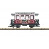 Wooden 2-Axle Passenger Car - Ready to Run -- 2025 Christmas Car (white, red, silver, Dog w/Train Scene), G, LGB 36025