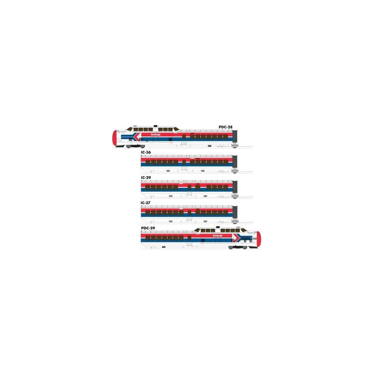 UAC TurboTrain 5-Car Passenger Train-Only Set (2022 Ver.) - Sound & DCC Equipp -- Amtrak 50, , HO, Rapido Trains Inc 203504