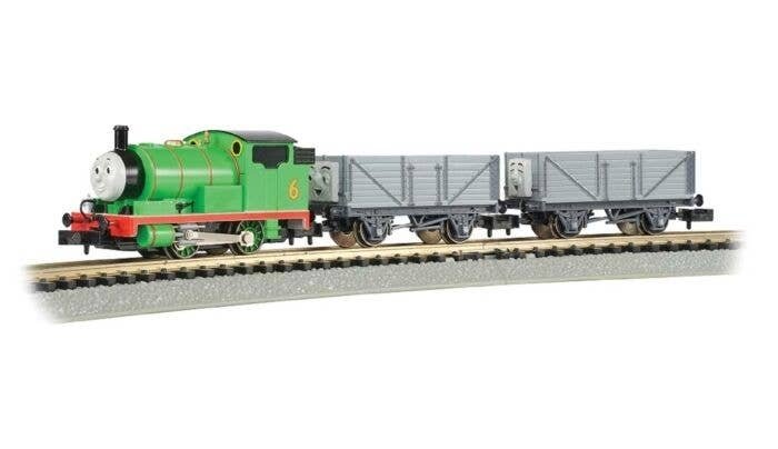 Percy and the Troublesome Trucks - Standard DC - Thomas & Friends(TM) -- Percy, 2 Cars, 3 Car, N, Bachmann Industries 24030