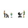 Mothers with Children -- 2 Moms, 2 Kids, 2 Strollers, HO, Walthers SceneMaster 6083