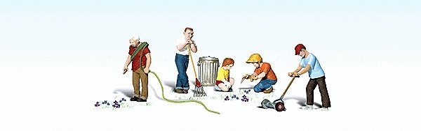 Lawn Workers - Scenic Accents(R) -- pkg(5), HO, Woodland Scenics 1915