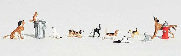 Scenic Accents(R) Animals -- Dogs & Cats pkg(11), HO, Woodland Scenics 1841