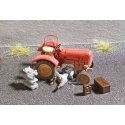 Tractor Repair - Action Set -- Tractor, Tool Cart, Toolbox, Container, HO, Busch Gmbh & Co Kg 7937