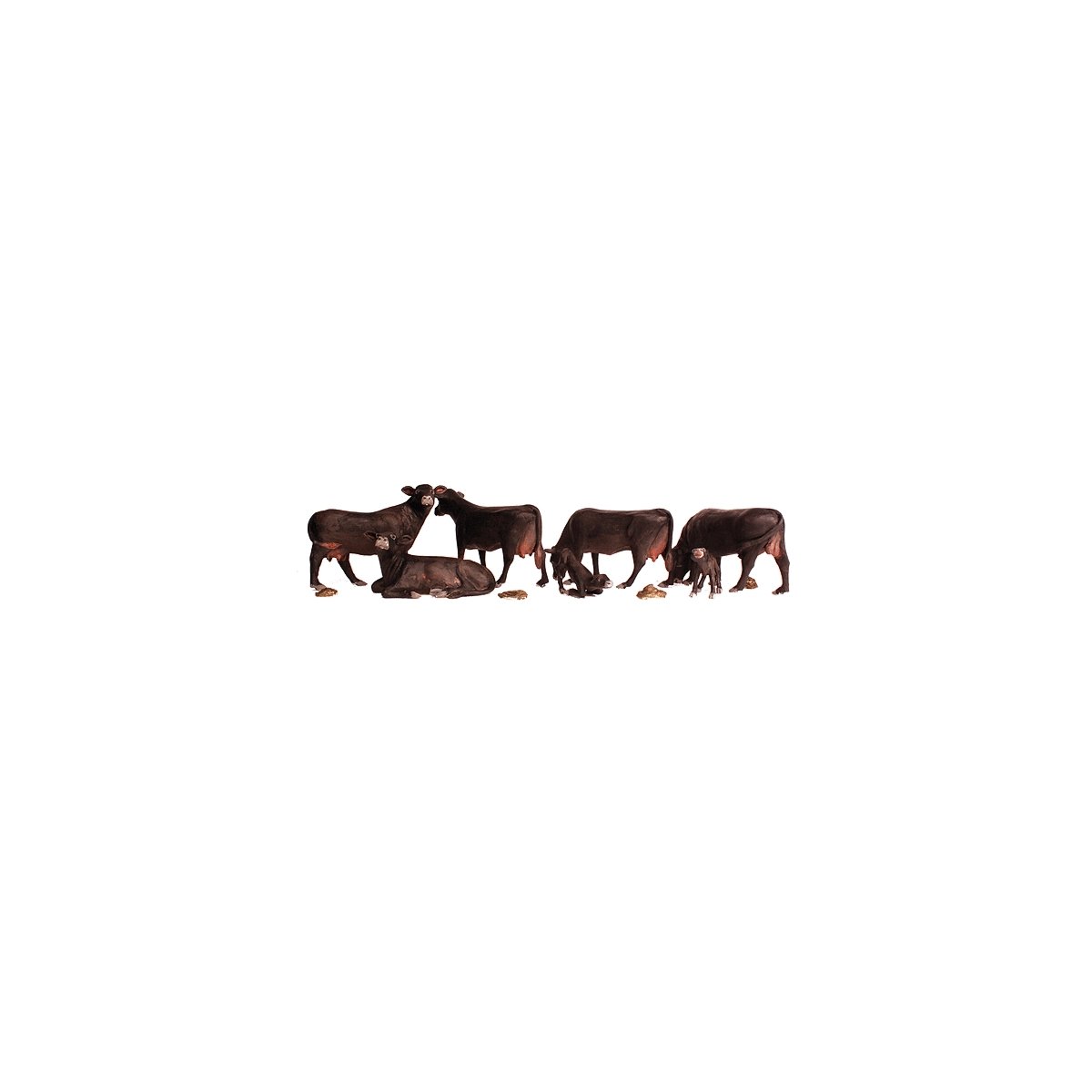 Black Angus Cows - Scenic Accents(R) -- pkg(7), N, Woodland Scenics 2217