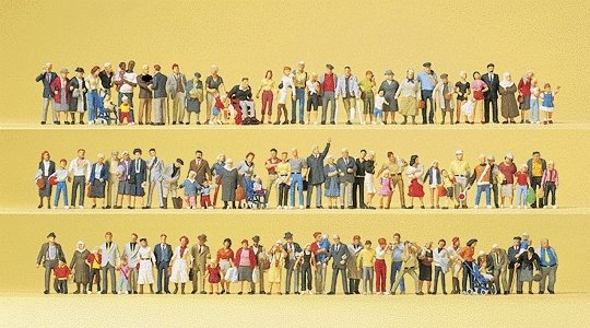 Pedestrians - Bulk Set -- On Streets & Squares, HO, Preiser Kg 13002