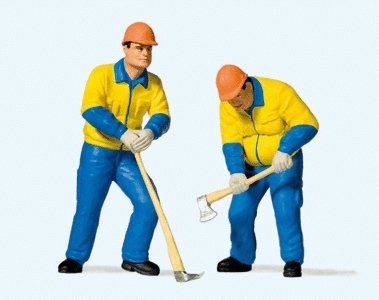 Modern Lumberjacks -- Set 2 (blue & yellow Uniforms) pkg(2), G, Preiser Kg 44913