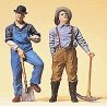 Railroad Workers - 1900s (Painted Figure Set) -- Standing Laborers w/Spade & Pick-Axe, G, Preiser Kg 45101