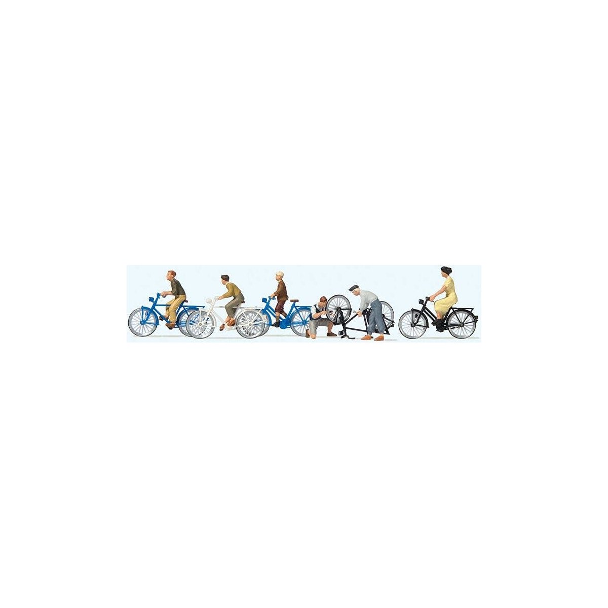 Young People w/Bicycles -- 5 Bikes & 6 People, HO, Preiser Kg 10716