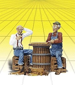 Scenic Accents(R) Figures -- Checker Players & Dog, G, Woodland Scenics 2522