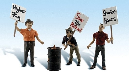 Scenic Accents(R) Figures -- Striking Picketers pkg(3), G, Woodland Scenics 2557