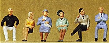 1/50 Scale Figures -- Seated Passengers pkg(6), 1/50, Preiser Kg 68209