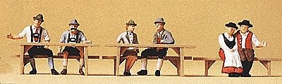 Oktoberfest Goers 2 Seated At Tables -- pkg(6), HO, Preiser Kg 10449