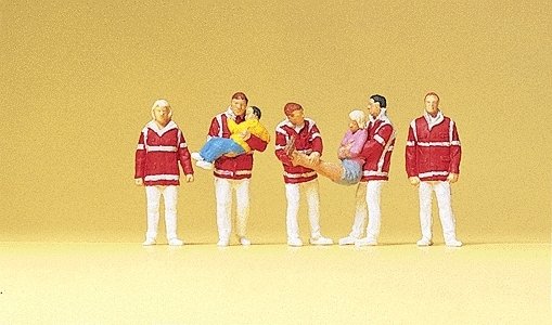 Working People -- Paramedics Carrying a Patient pkg(4), HO, Preiser Kg 10518