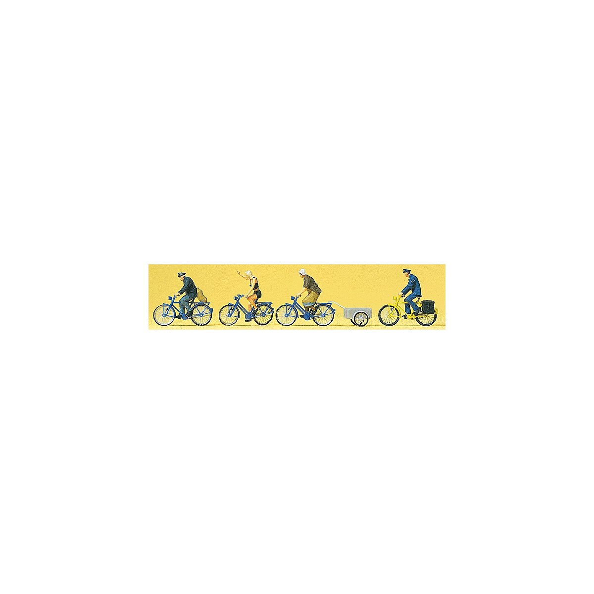Sports & Recreation -- Cyclists w/Bicycle Trailer pkg(4), HO, Preiser Kg 10507