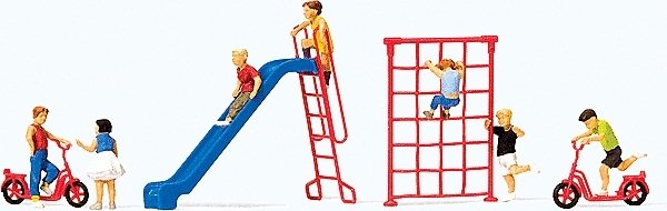 Playing Children -- With Accessories pkg(7), HO, Preiser Kg 10616