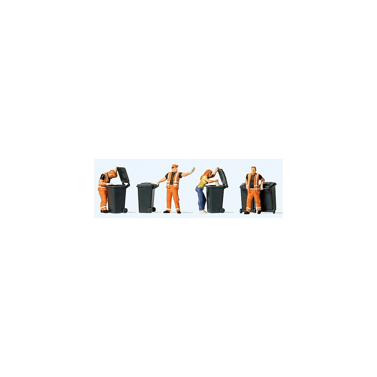 Garbage Collection -- 4 Figures & Carts, HO, Preiser Kg 10651