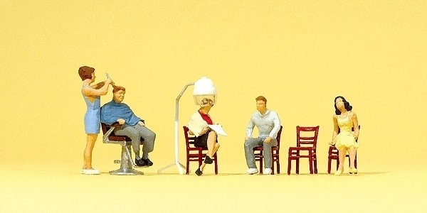 Working People -- At the Hairdresser pkg(5), HO, Preiser Kg 10569