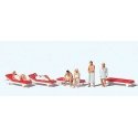 Having a Sauna -- 6 Sauna Figures, 4 Chaise Lounges, HO, Preiser Kg 10801