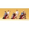 Pedestrians -- Elderly Being Pushed in Wheelchairs pkg(3) - 2 Figures Each, HO, Preiser Kg 10479
