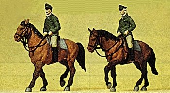 Police Mounted On Horseback -- German Officers pkg(2), HO, Preiser Kg 10390
