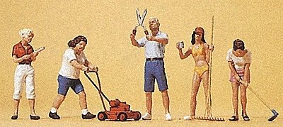 People Working -- Hobby Gardeners, HO, Preiser Kg 10464