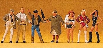 Spectators -- Night People pkg(7), HO, Preiser Kg 10346