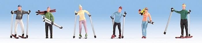 Recreation & Sports -- Skiers pkg(6) (Two Female, Four Male), HO, Noch Gmbh & Co 15827