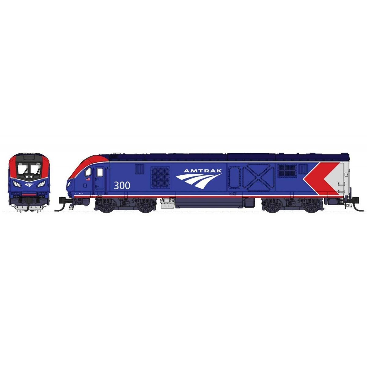Siemens ALC-42 Charger & 3 Cars Train-Only Set - Standard DC -- Amtrak 302, Sleeper, Coach, Coach-Baggage, N, Kato USA Inc 10178