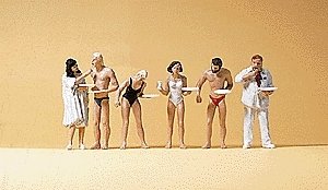 Recreation & Sports -- Sunbathers Eating pkg(6), HO, Preiser Kg 10424