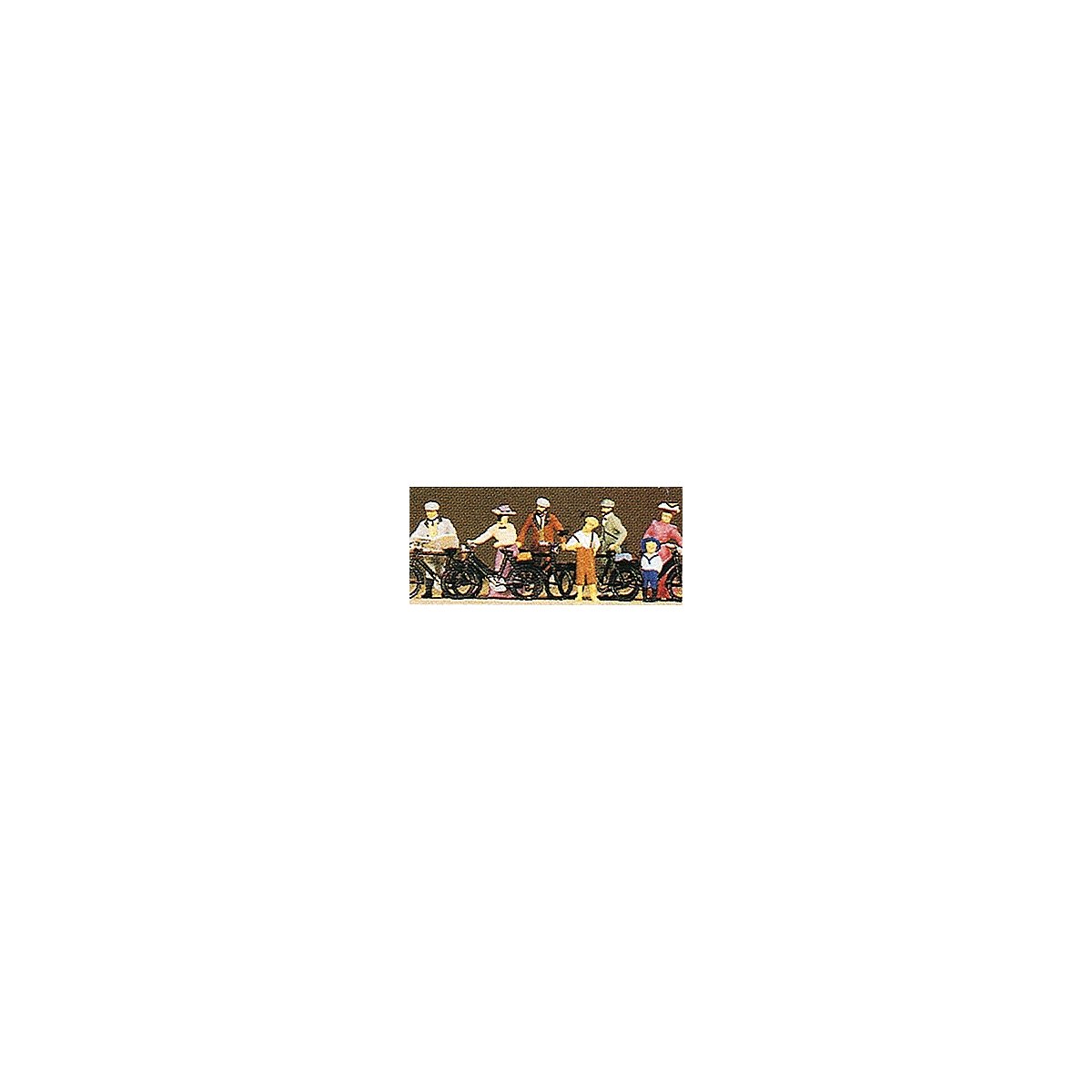1900s Figures -- Standing Cyclists pkg(7), HO, Preiser Kg 12129