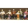 1900s Figures -- Standing Cyclists pkg(7), HO, Preiser Kg 12129