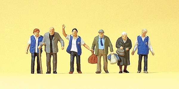 Passengers -- Travelers Aid Personnel w/Elderly pkg(6), HO, Preiser Kg 10544