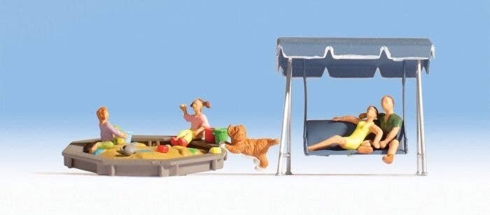 Parents & Children w/Sandbox & Swing -- pkg(5), N, Noch Gmbh & Co 36590