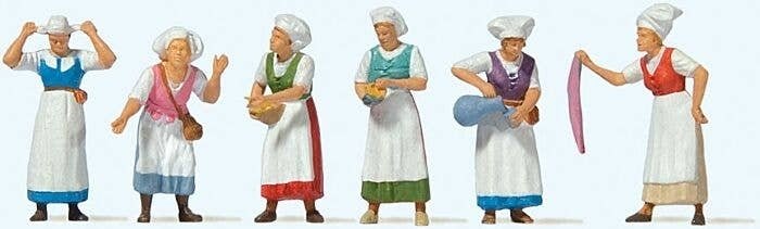 Medieval Festival 1 -- Women pkg(6), HO, Preiser Kg 24760